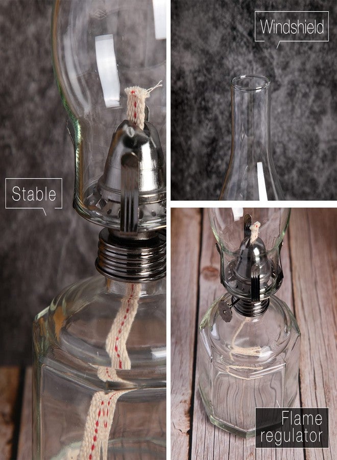 Tuanse 2 Pieces Chamber Oil Lamp,Classic Kerosene Lantern,Vintage Oil Lamp for Indoor Use,Decorative Hurricane Lantern with Adjustable Fire Wick for Halloween Home Tabletop Decor,13 Inch(Clear, Black) - Image 3